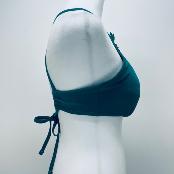 Women’s Bralette Bra Size L Crochet Lace High Neck Unlined Green - Picture 2 of 6